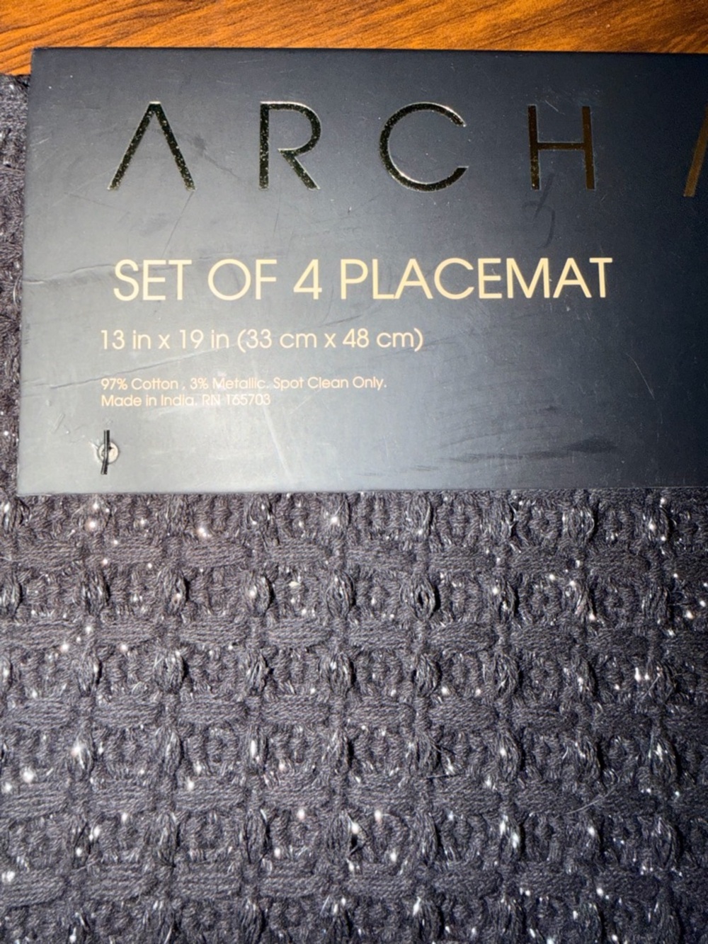 Arch Mantle Set of 4 Black & Metallic Gold Textured Placemats